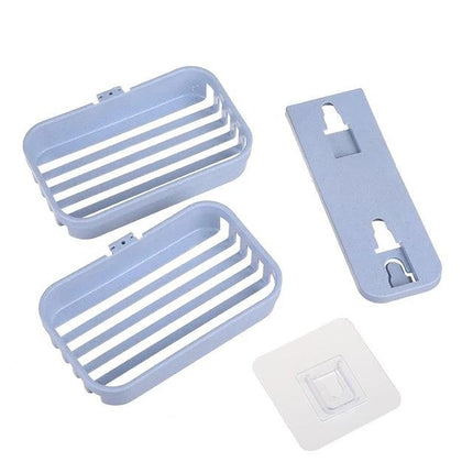 Bathroom Wall Shelf for Daily Soap and Essentials Organization - compact blue no-drill PP soap holder kit for shower and sink