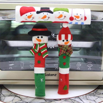Christmas Style Door Handle Covers 23x14cm Set for Fridge - snowman design triple set protecting fridge handles