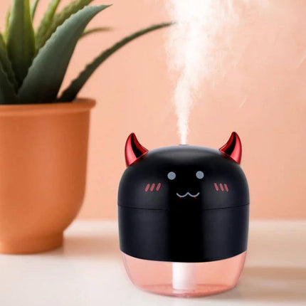 Devil Atomizing Humidifier With Colorful Night Lights compact portable desk humidifier with cute devil design and mist