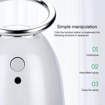 Mini Angel Atomizing Humidifier With Colorful Night Lights compact white unit showing simple manipulation button and spray modes