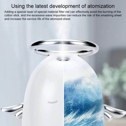 Mini Angel Atomizing Humidifier With Colorful Night Lights - compact desktop diffuser with gentle mist and colorful night light, 230 mL tank, quiet operation