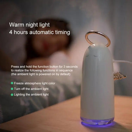 Mini Angel Atomizing Humidifier With Colorful Night Lights