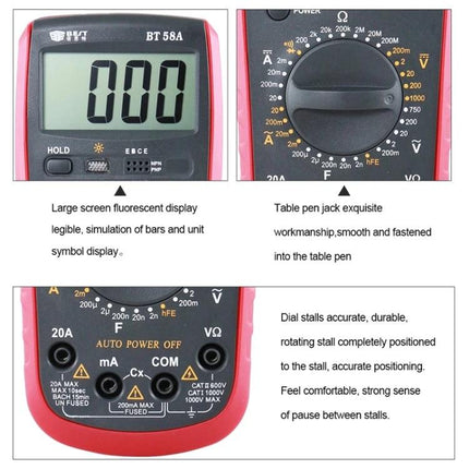 Versatile Digital Multimeter for Everyday Electrical Testing compact handheld with large LCD, rotary dial and input jacks for voltage current resistance