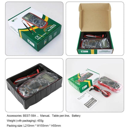 Versatile Digital Multimeter for Everyday Electrical Testing in retail box with probes and manual