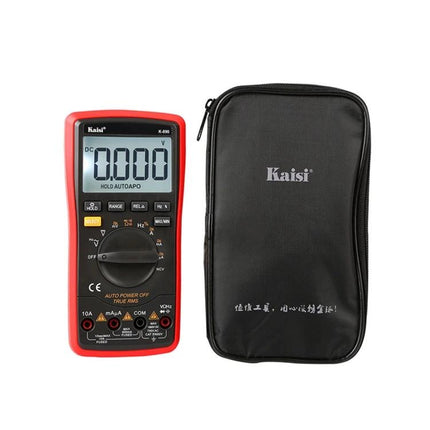 Kaisi Handheld Digital Multimeter for Electrical Measurements with 21mm supersized screen, red multimeter and black zip case