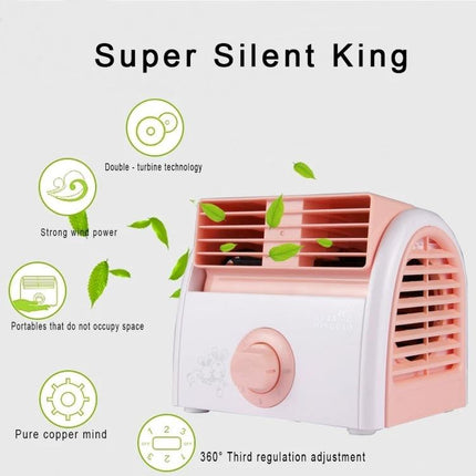 Bladeless Mini Desktop Fan for Quiet Everyday Cooling in Homes - compact pink and white tabletop fan with 360° tilt and quiet airflow