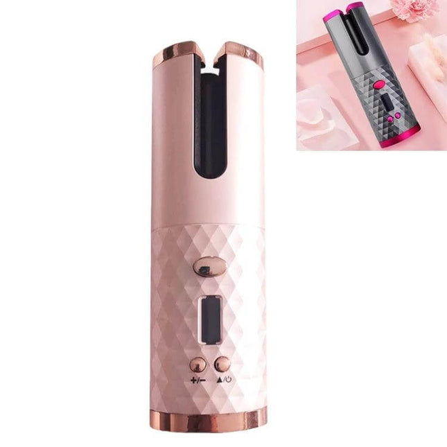 Hair Curler USB Charging For Everyday Curls At Home - wireless automatic curling iron with LCD display and anti-snag hair care