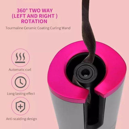 Hair Curler USB Charging For Everyday Curls At Home - portable automatic USB curling wand with LCD, two-way rotation and anti-snag design