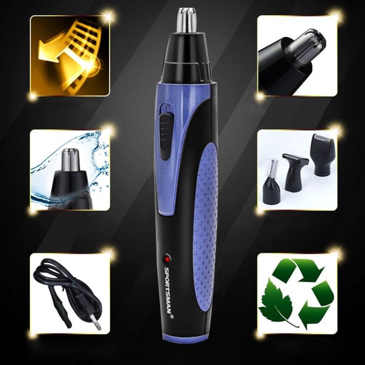 Multi-Functional USB Rechargeable Trimmer for Men - Beard, Nose, Eyebrows & Face Hair Grooming (Blue)