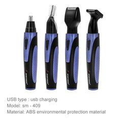 Multi-Functional USB Rechargeable Trimmer for Men - Beard, Nose, Eyebrows & Face Hair Grooming (Blue)