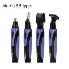 Multi-Functional USB Rechargeable Trimmer for Men - Beard, Nose, Eyebrows & Face Hair Grooming (Blue) Blue USBType