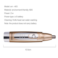 Compact Waterproof Bullet Trimmer for Nose & Ear Hair (Gold)