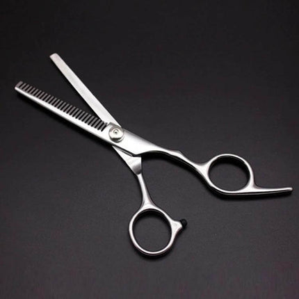 Silver Thinning Hair Cutting Scissors For Everyday Use - 4CR stainless steel two-in-one cutting and thinning scissors with glossy finish for trims and texturing