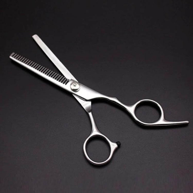 Silver Thinning Hair Cutting Scissors For Everyday Use - 4CR stainless steel two-in-one cutting and thinning scissors with glossy finish for trims and texturing