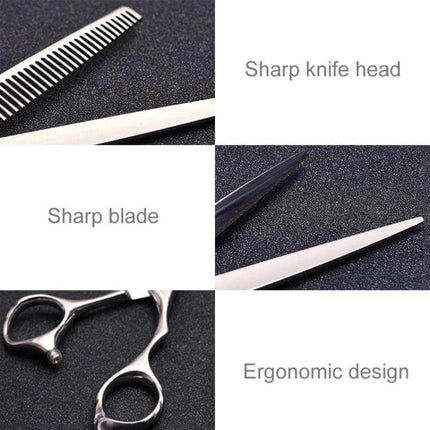 Silver Thinning Hair Cutting Scissors For Everyday Use - 4CR stainless steel thinning and cutting blades, sharp knife head, ergonomic design