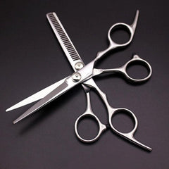 Professional Stainless Steel Hair Cutting and Thinning Scissors Set with Ergonomic Grip