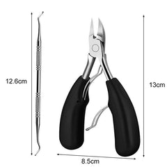 Dual Function Stainless Steel Nail Clipper Set for Paronychia - Olecranon Nipper & Ingrown Nail Lifter