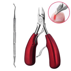 Dual Function Stainless Steel Nail Clipper Set for Paronychia - Olecranon Nipper & Ingrown Nail Lifter