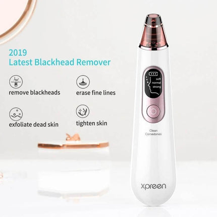 Xpreen Pore Cleanser For Home Facial With LED Screen handheld blackhead remover device with LED display and interchangeable probes