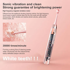 Lenovo B002.1-C2 Luxury USB Charging Sonic Electric Toothbrush with Antibacterial Brush Heads - 4 Cleaning Modes, Waterproof Design