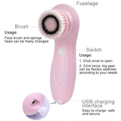 Portable 3-in-1 USB Facial Cleansing Brush for Deep Pore and Blackhead Removal