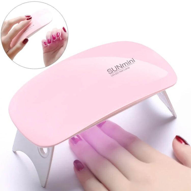 Sun Mini Nail Lamp For Gel Nails Compact For Home Use - pink folding LED UV lamp curing gel polish for at-home mani