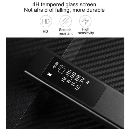 Xiaomi Youpin DUKA LS5 Touch Screen Laser Distance Measurer showing full touch OLED display and measurements on tempered glass screen