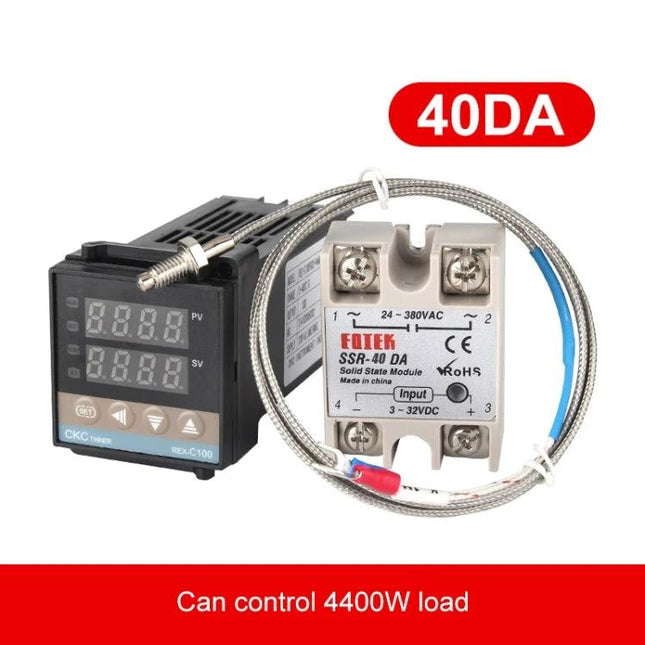 Practical Thermostat Kit for Temperature Control with Relay featuring PID controller, solid state relay and thermocouple for home brewing