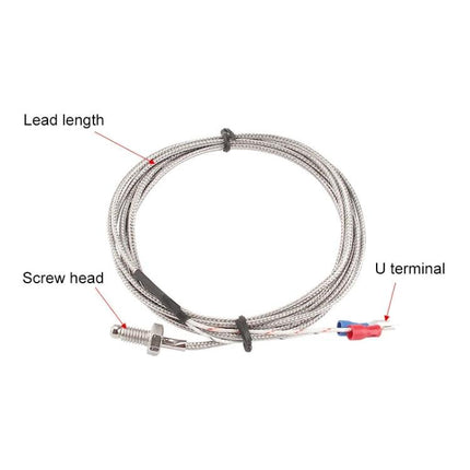 Practical Thermostat Kit for Temperature Control with Relay – stainless steel thermocouple probe with screw head, U terminal and long braided lead