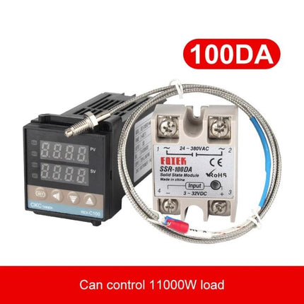 Temperature Control Kit with Thermostat and Solid State Relay PID controller with K-type thermocouple and SSR for brewing, heating, aquarium (compact kit)
