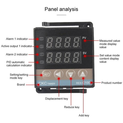 Temperature Control Kit with Thermostat and Solid State Relay digital PID controller panel with display, K-type thermocouple and SSR for precise temp control