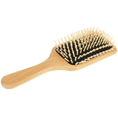 Large Ergonomic Natural Wood Hair Comb and Brush Set with Rubber Base for Scalp Massage