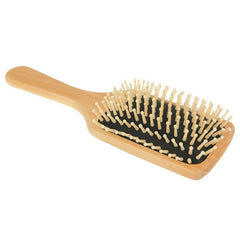 Large Ergonomic Natural Wood Hair Comb and Brush Set with Rubber Base for Scalp Massage