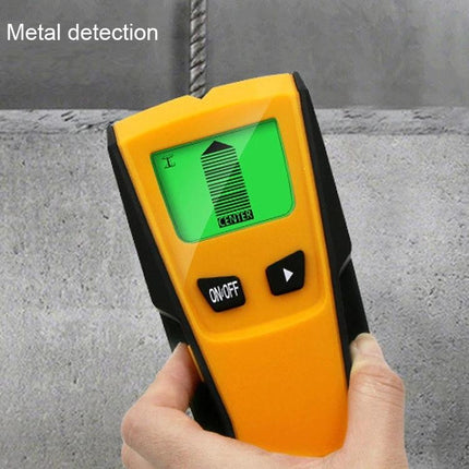 Practical Wall Scanner for Metal, Wires, and Voltage Detection handheld device showing metal detection on concrete wall with highlighted center display