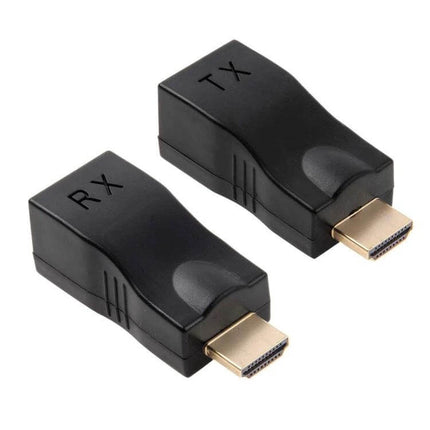 HDMI Extender Adapter for Cat-6 Cables, Up to 30 Meter Range - black TX and RX HDMI adapters for 4K/1080p over single Cat-6 cable