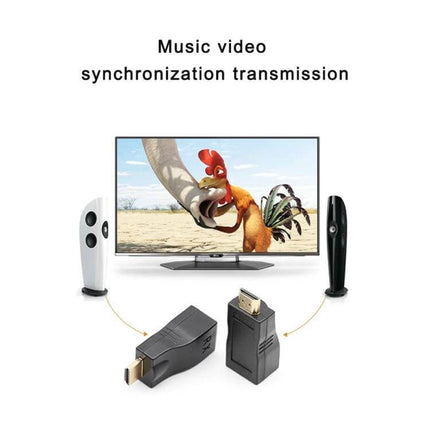 HDMI Extender Adapter for Cat-6 Cables, Up to 30 Meter Range - 4K/1080p TV transmission using single Cat-6 cable for home theater