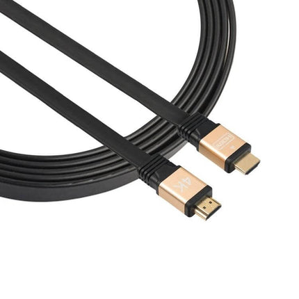 High-Quality 1-Meter Flat HDMI Cable for TV Connections - black flat 1m HDMI cable with gold connectors for 4K TV and gaming console setup