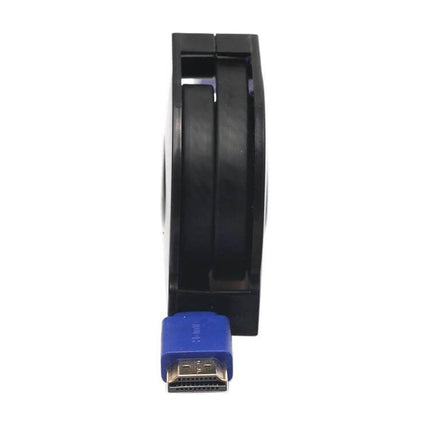 HDMI Cable for TV and Device Connections, 1.8 Meters Long single blue HDMI connector with retractable black cable reel