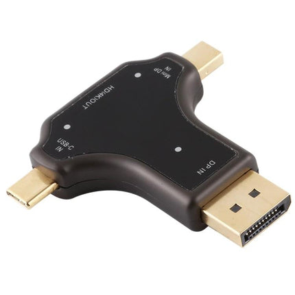 Multi-Port Adapter for Everyday Device Connections to HDMI Displays - black 3-in-1 DisplayPort Mini DisplayPort USB-C to HDMI converter