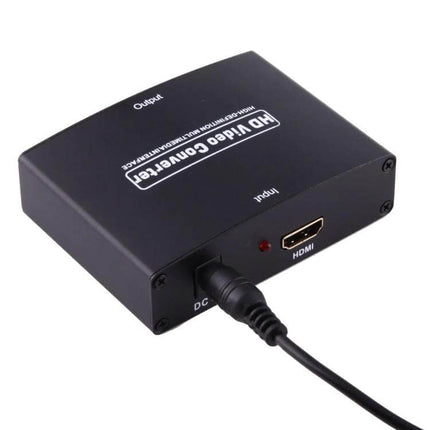 HDMI to Component Video and Audio Converter for TV Connections - black HDMI input box with DC power cable
