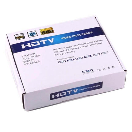 HDMI to Component Video and Audio Converter for TV Connections - white HDTV video processor box for connecting HDMI sources to older component TVs