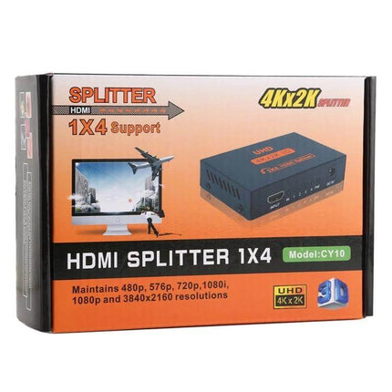 HDMI Splitter for Distributing 4K UHD Video to Four Displays - compact 1x4 HDMI splitter box for home entertainment and presentations