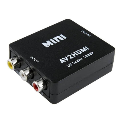 HOWEI Mini AV to HDMI Converter for Older Video Devices - compact AV2HDMI upscaler connecting VCR consoles camcorders to modern TVs