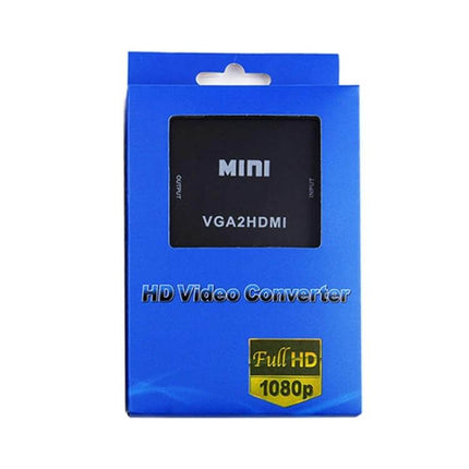 Howei Mini VGA to HDMI Converter for Video Displays compact VGA2HDMI adapter in blue packaging for presentations and classroom use