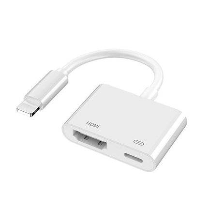 iPhone 8-Pin to HDMI Cable for Home Video Sharing - white adapter cable connecting iPhone/iPad to HDMI TV for movies and presentations