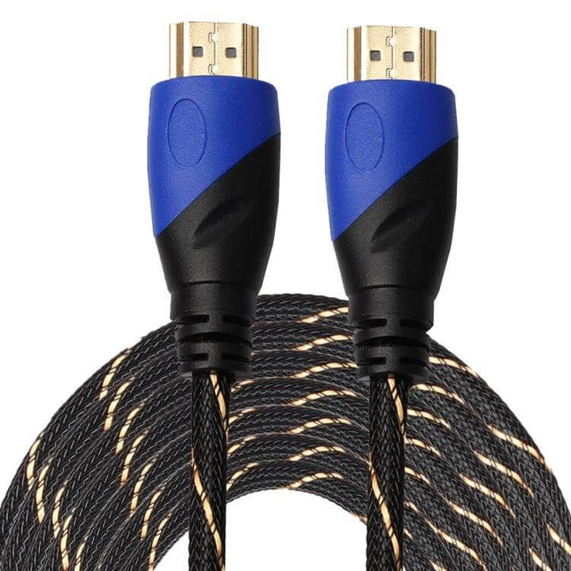 15 Meter HDMI Cable for High-Definition Video and Audio Links – braided HDMI 1.4 cable with gold-plated connectors for home theater and gaming