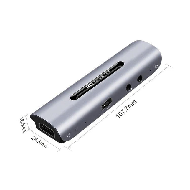 HDMI Video and Audio Capture Card with Mic Input and Loop-Out compact USB capture device with mic input and loop-out ports