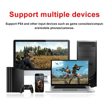 HDMI Video and Audio Capture Card with Mic Input and Loop-Out connected to PS4, PC, laptop and mobile for gameplay capture and mic overlay