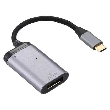 USB-C to DisplayPort Cable for 4K Video and Charging Support — compact 8cm adapter showing USB-C plug to DisplayPort output for 4K/8K video and charging
