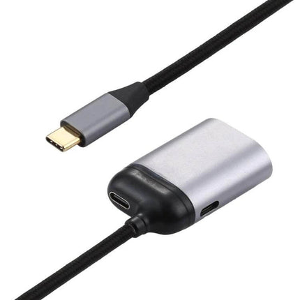 USB-C to DisplayPort Cable for 4K Video and Charging Support — compact 8cm braided cable linking USB-C laptop to DisplayPort monitor, supports 4K/8K